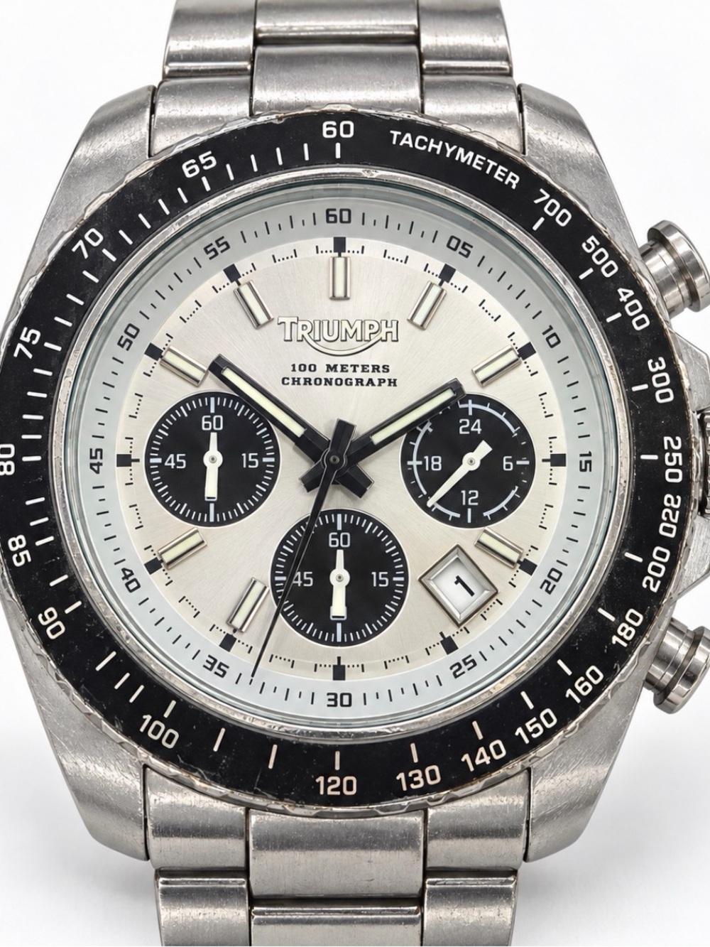 Triumph Men’s Silver and Black Chronograph Watch